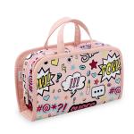 Pink Cute Full Cartoon Pattern Polyester Cosmetic Toiletry Bag