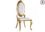 Hotel Armless Oval Back Stainless Steel Restaurant Chairs With Gold / Chrome