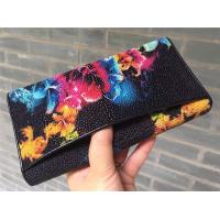 Buy cheap Authentic Stingray Skin Closure Female Large Flower Purse Wallet Genuine Leather product