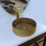 Round Gold Glass Vessel Sink Diamond Table Top Bowl Wash Basin Crystal Bathroom