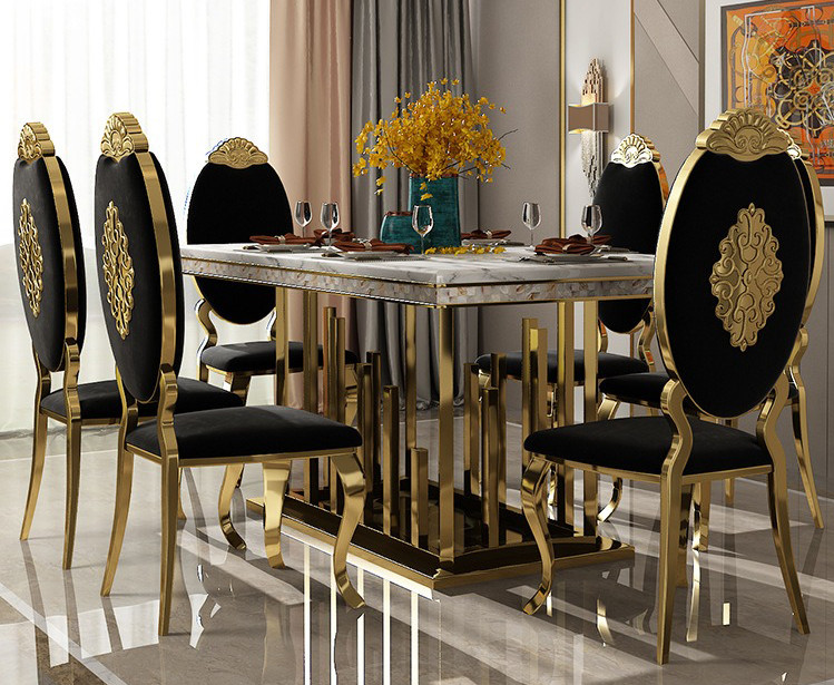 Contemporary Marble Dining Tables With Stainless Steel Frames For Sale