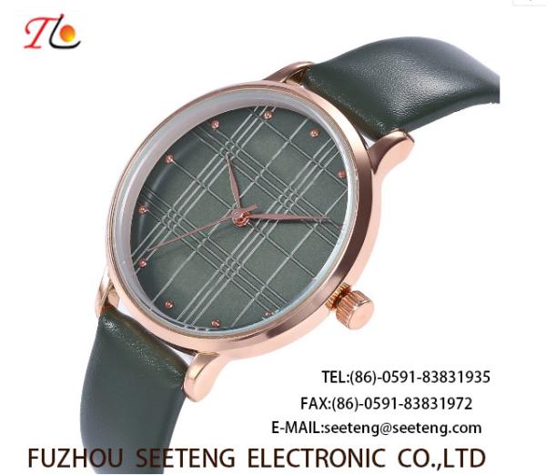 Buy cheap wholesale Pu watch Round dial Gridding alloy case quartz watch fashion watch concise style black pu strap from wholesalers