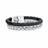 Buy cheap Stainless Steel Men's Black Leather Rope Bracelet Diy Leather Charm Bracelet Custom from wholesalers