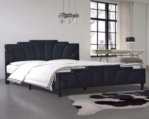 Buy cheap Special Shape Upholstered Bed Frame Modern King Size Black PU Leather from wholesalers