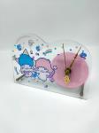 Clear Acrylic Stand Figures Desk Clock Offset Printing Cartoon Characters Style