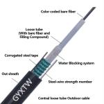 2 Core Fibre Optic Cable Armoured GYXTW Outdoor Cable With Two Steel Wire