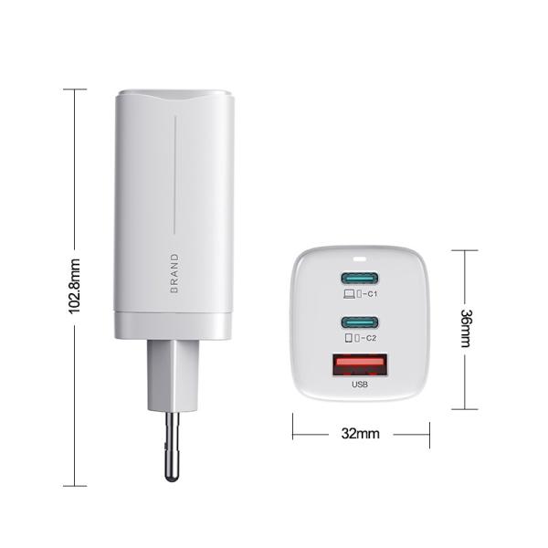 Buy cheap universal 3 port support 18w fast mini usb c gan technology pd 65w mobile phone charger wall chargers gan for macbook from wholesalers