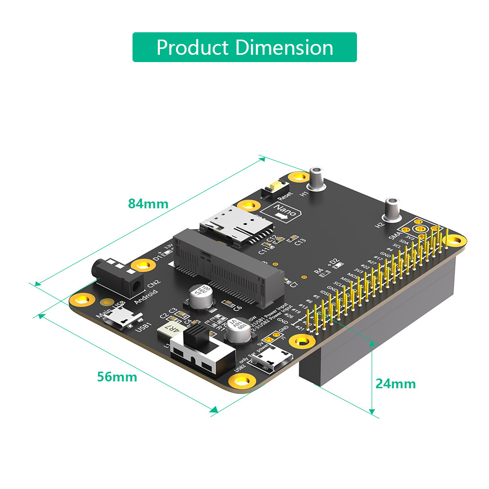 3G 4G LTE Base HAT For Raspberry Asus Tinker Board Samsung ARTIK Latte Panda