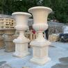 Buy cheap Beige Marble Flowerpot Natural Stone Travertine Vase Planter Classic Garden Decorative Western Style from wholesalers