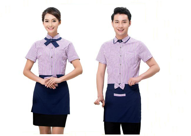 Professional Restaurant Staff Uniform , Short Sleeve Stylish Restaurant Uniforms