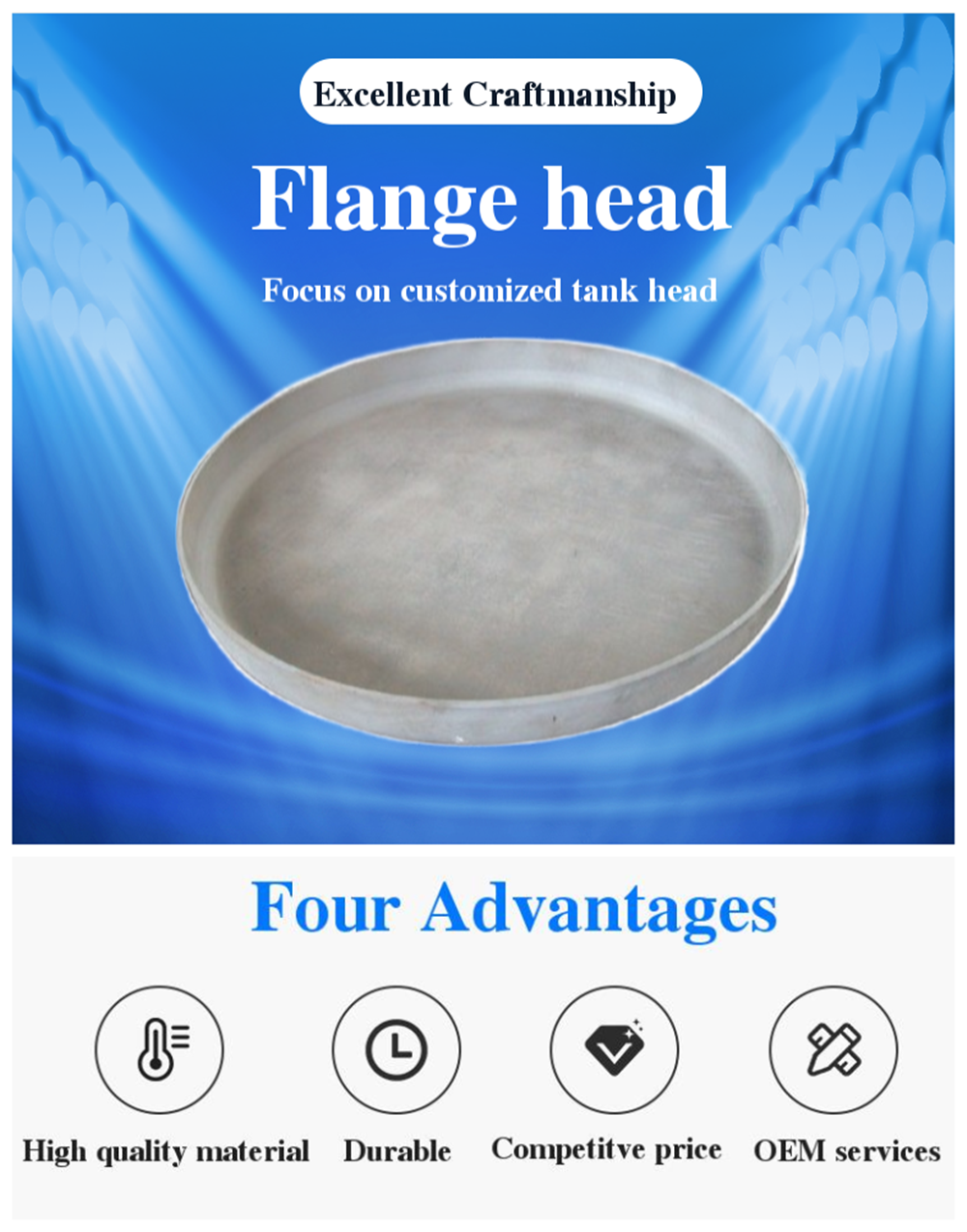 Welding Connection Carbon Steel F D Flanged Dish End Dished Heads for Customized Size