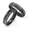 Buy cheap Imitation Stone Pattern Black Titanium Metal Jewelry With K Gold Zircon Couple Ring from wholesalers
