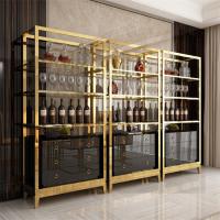 Buy cheap Kitchen Golden Stainless Steel Wine Cabinet Display Shelving Customized product