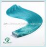 Buy cheap Tape Hair extension 16"-28"L,100s/pack blue# color Straight malaysian virgin hair from wholesalers