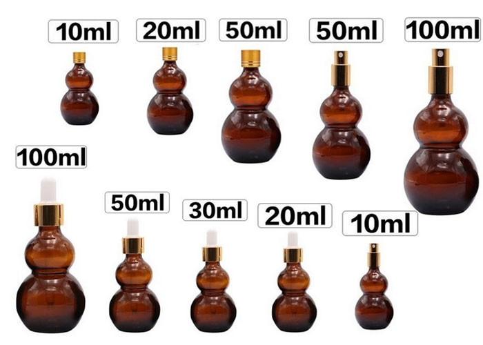 Brown Cosmetic Glass Bottles , Amber Glass Cosmetic Jars OEM Service