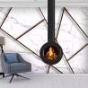 Buy cheap Villa Ceiling Mounted Stove Oval Sharp Wood Burning Steel Hanging Fireplaces from wholesalers