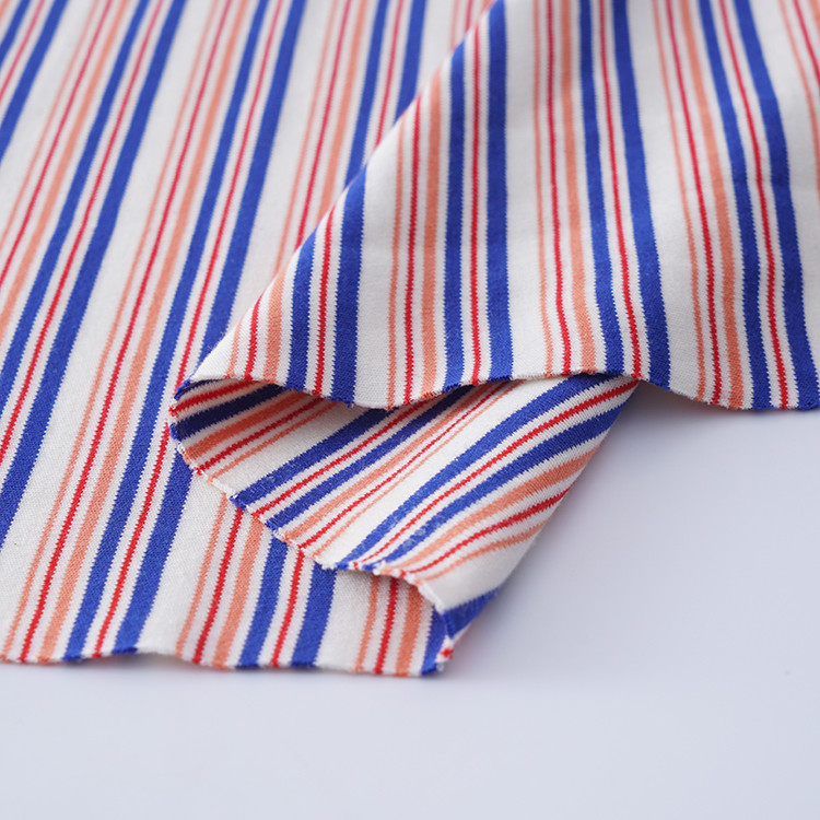 Wear Resistant Double Knit Fabric , Two Sided Glossy Cotton Striped Fabric
