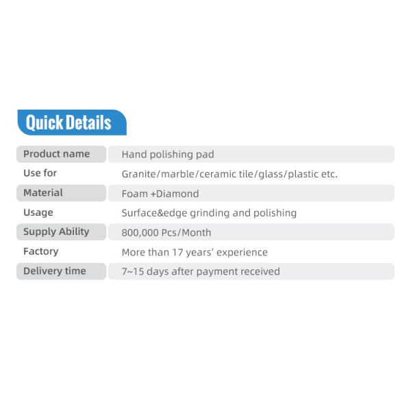 Granite Marble Stone Grinding And Polishing Pad Hand Diamond Tools Metal Bond And Resin Bond Scouring Abrasive