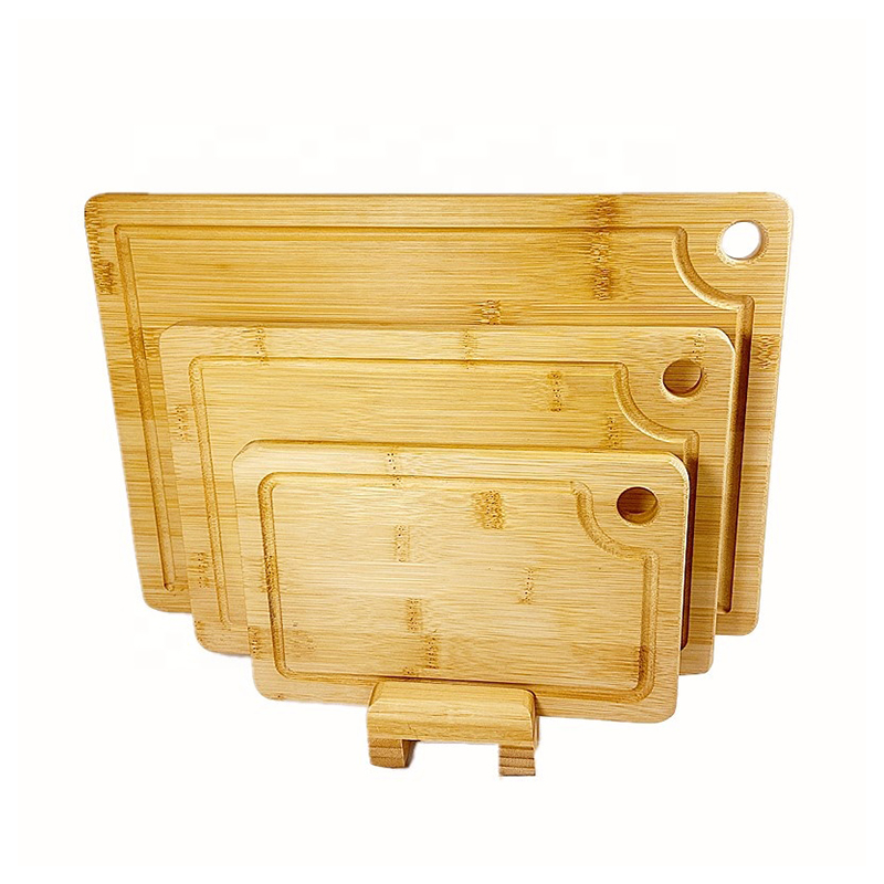 Highly Durable Sustainable Bamboo Cutting Board Sets with Stand L 45X30X1.9CM