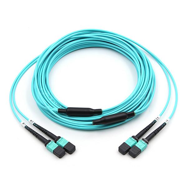 Buy cheap FiberMania Female to Female 2 x MPO Trunk Cable 24 Fibers OM3 OFNR Aqua Jack from wholesalers