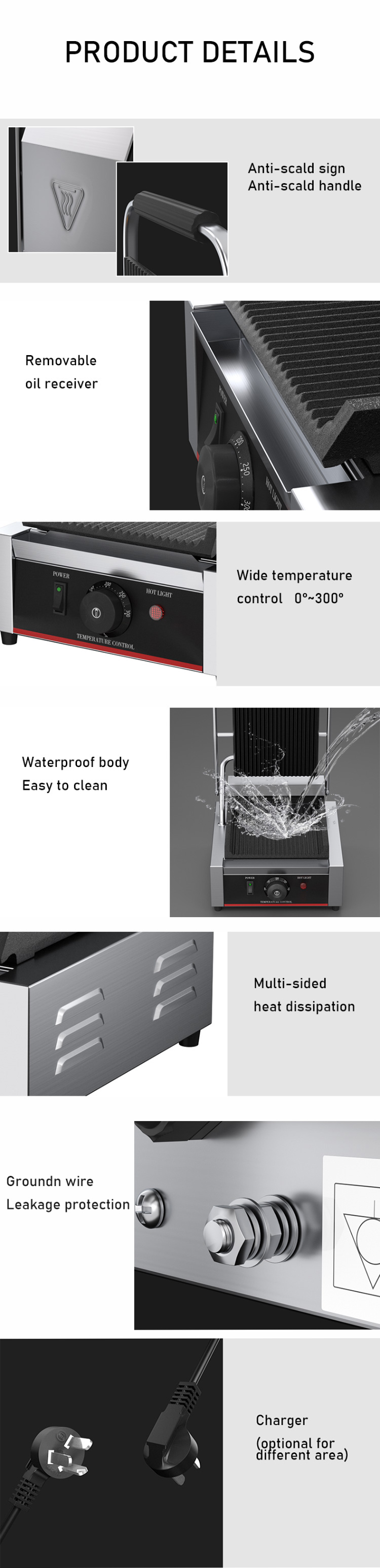 Industrial Double Heads Electric Panini Contact Grill Sandwich Press with Private Mold