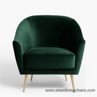 Buy cheap Green Velvet Upholstered Leisure Stainless Steel Leg 1 Seater Sofa product