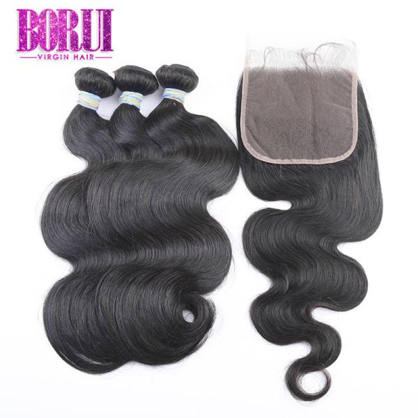 Buy cheap 10A Grade Brazilian Virgin Human Hair With Lace Closure No Shedding BORUI from wholesalers
