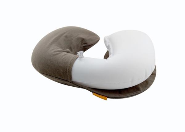 Washable Travel Neck Pillow Velvet Inflatable Flocked Air Rest Pillow with Eye