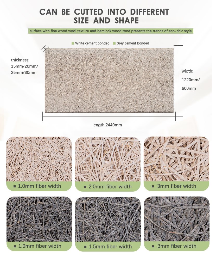 2024 Wool Sound Absorption Board Wood Wool Acoustic panel for wall and ceiling decoration wood wool acoustic wall panel