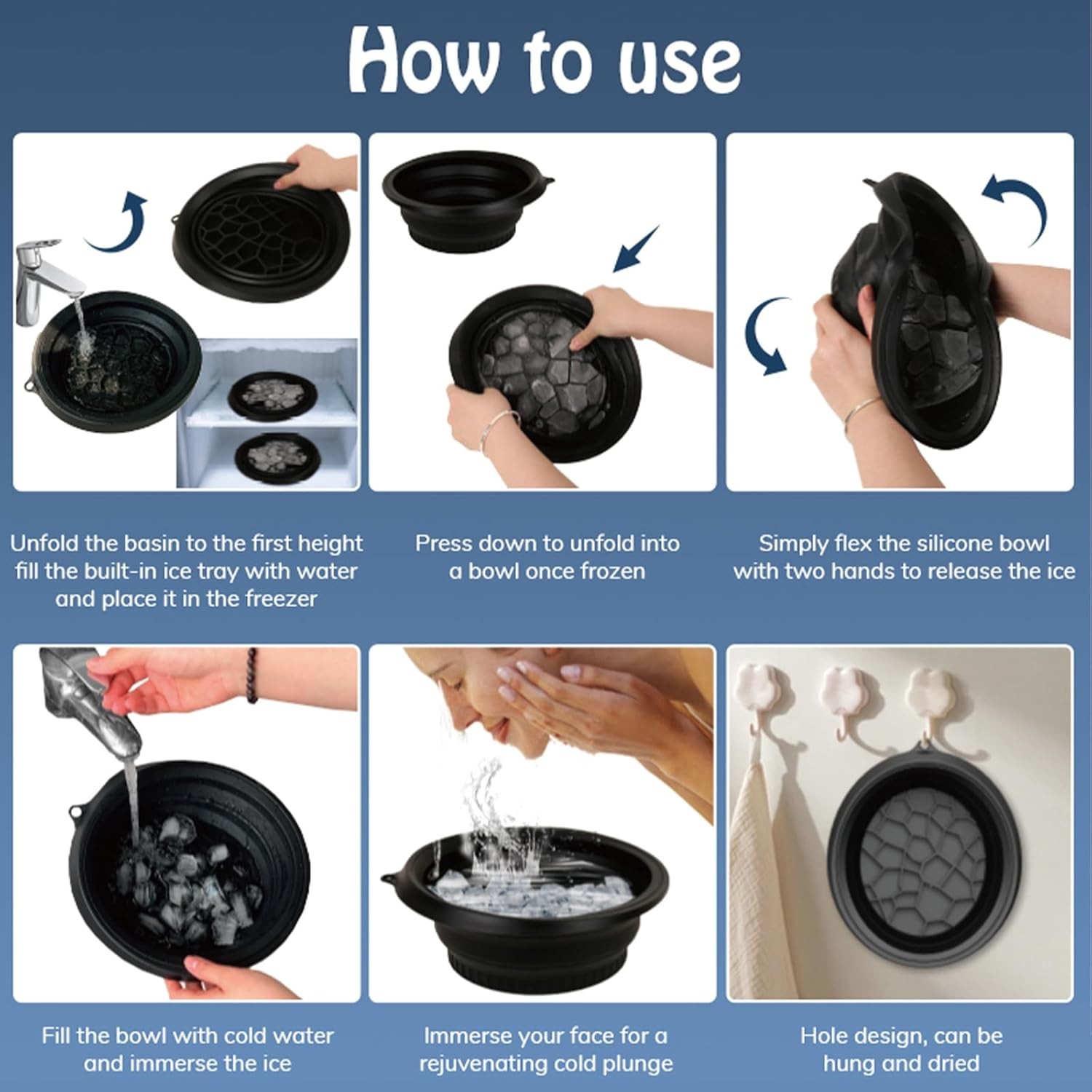 Space-Saving Silicone Foldable Ice Bowl - Multi-Purpose Cold/Hot Therapy for Face & Beauty Treatments Perfect for Ice Facial Massage & Makeup Removal