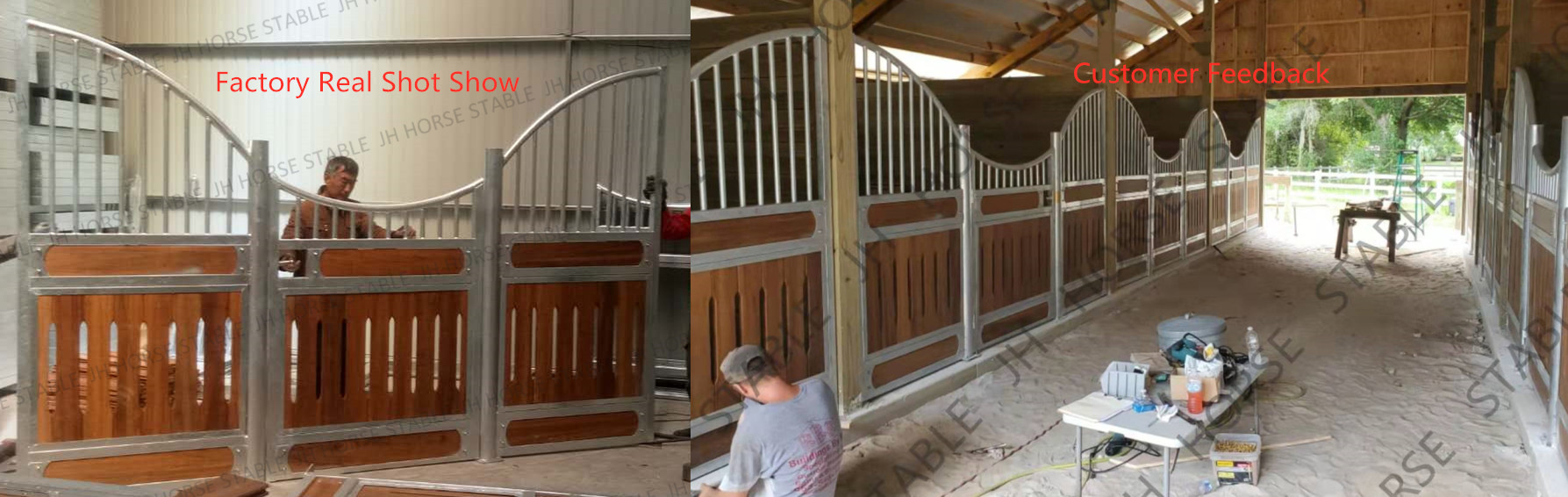Equestrian Black Portable Steel Bamboo Wooden Horse Box Stable Stalls
