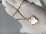 Long Yellow 18K Gold Necklace Elegant White Mother Of Pearl For Ladies