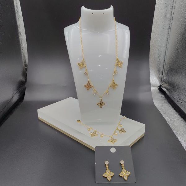 Buy cheap Newest Gold Color Stainless Steel Earring ,Necklace , Bracelet Sets with stone For Lady , shinning , from wholesalers