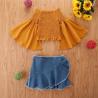 Buy cheap 110cm Trumpet Sleeve Shirt Children'S Outfit Sets Denim Skirt With Tassels OEM from wholesalers