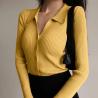 Buy cheap Lapel Slim Top Women′s Hollowed out Button Sexy V-Neck Long-Sleeved Polo Neck Knitted Cardigan Sweater Women′s from wholesalers