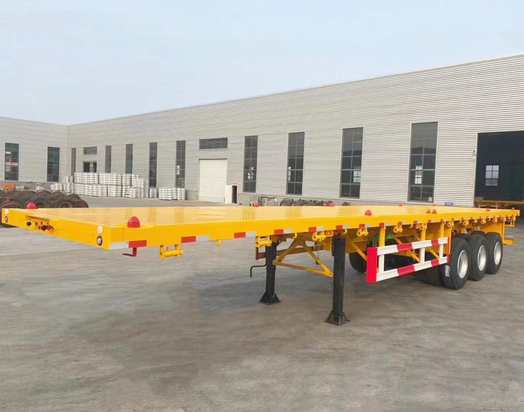 3 Axles 40FT Container Transport Platform Flatbed Semi Trailer with 40 Ton 60 Tons Capacity