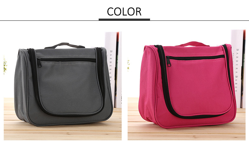 Large Capacity Polyester Travel Hanging Toiletry Bag With Plastic Hook