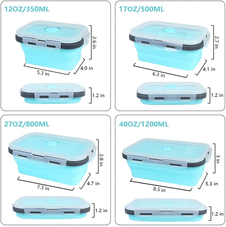 Silicone Lunch Box Snack Containers For Kids, Leak Proof Microwavable Small Lunch Box Containers With Lids For Toddlers