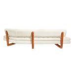 Velvet Or Linen Modern Classic Sofa With Solid Mahogany Legs , White