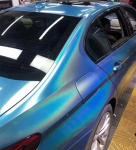 Slideable Laser Blue Glitter Car Wrap Film 140gsm Thickness