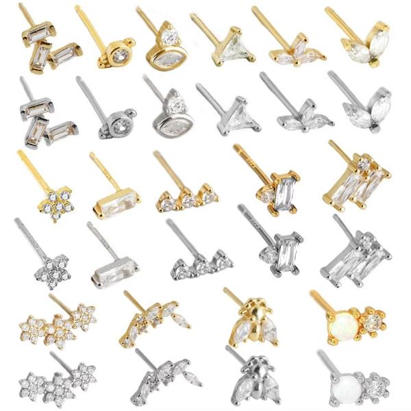Buy cheap 925 Sterling Silver Wholesale Jewelry Minimalist Small 925 Sterling Silver Zircon Stud Earrings Gold Plated Earrings For Women from wholesalers