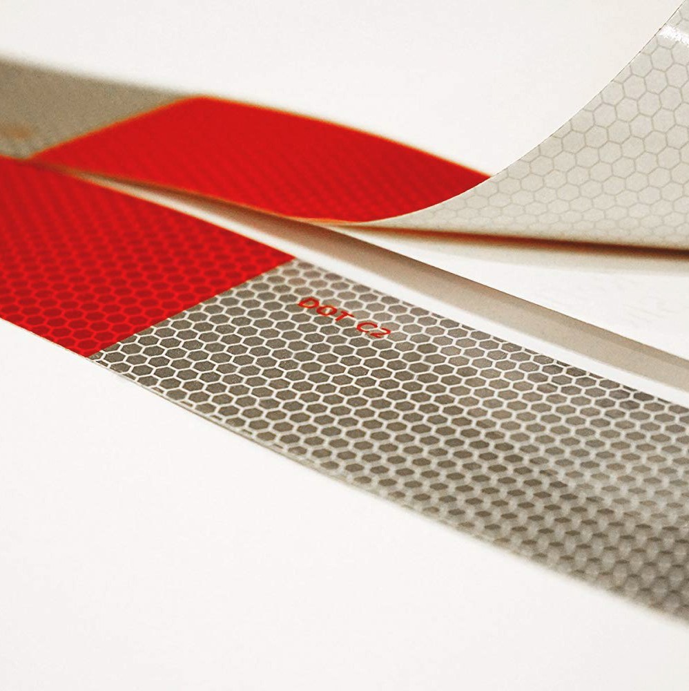 High Visibility Red White DOT Reflective Tape for Trucks Glass Bead Structure