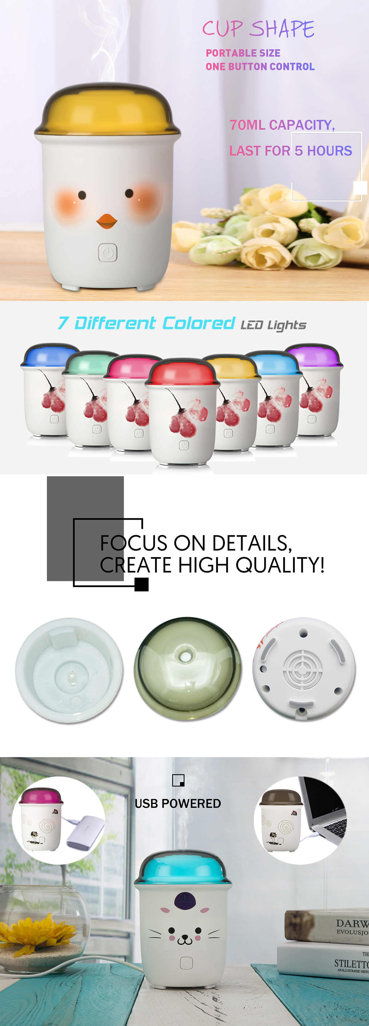 Electric Home Appliance Cup Shape Essential Oil Diffuser Machine