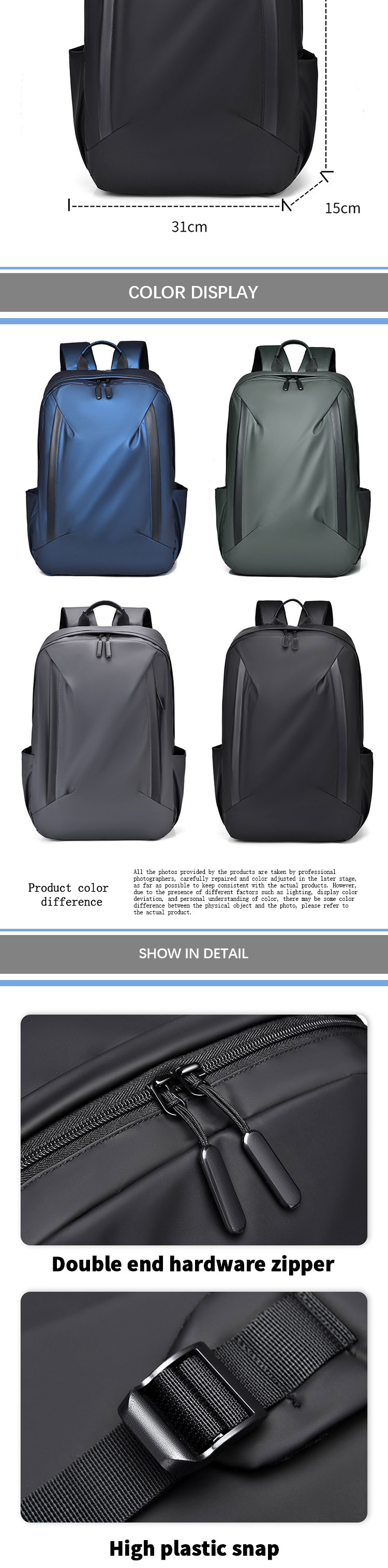 Custom Logo Business Travel Backpack Waterproof Anti Theft Nylon Work Laptop Bag