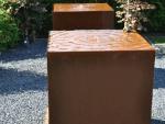 1100mm Square Metal Garden Ornaments Corten Steel Water Feature