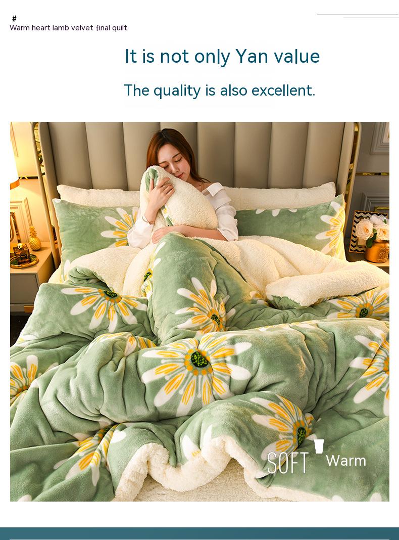 Customized Size Bedding Set Thickened Warm Lamb Fleece Quilt with 100% Polyester Fabric