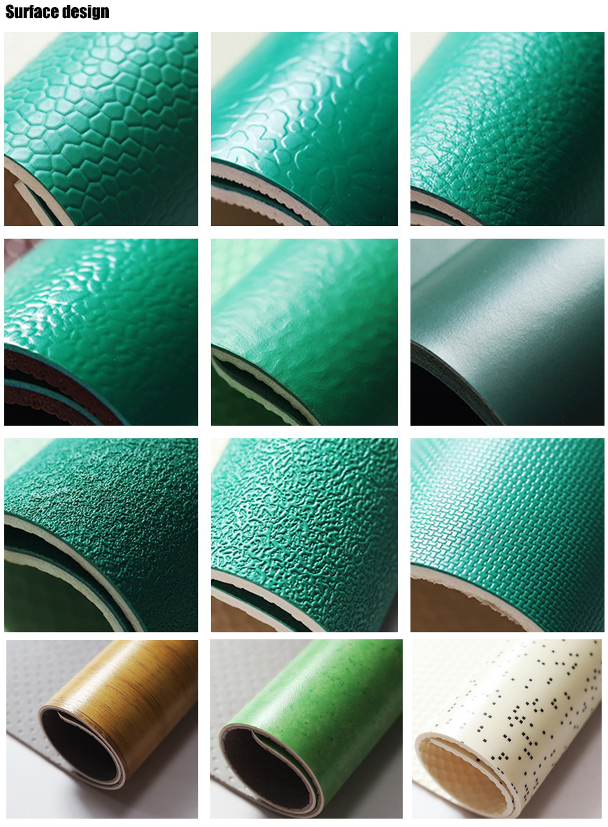 Indoor Green Synthetic Badminton Court Flooring Roll Mat with PVC and Limestone by Relle