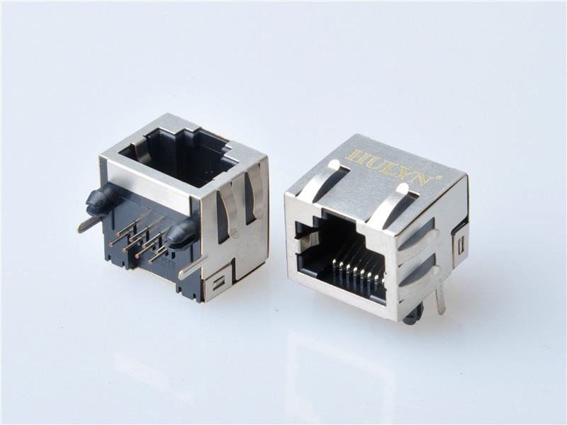 HULYN Very low profile, Shielded RJ45 Modular Jack, Through Hole Type, 1x1,with LEDs，