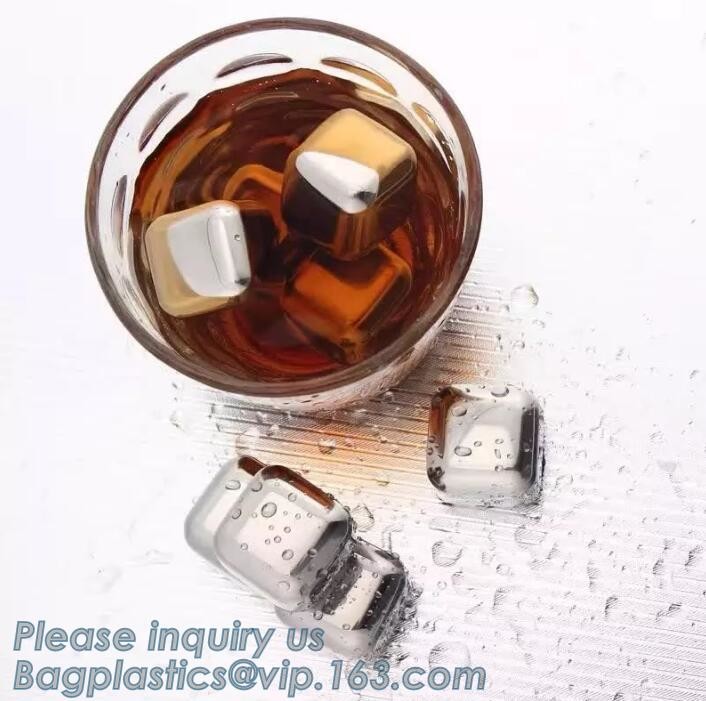 Customized stainless steel whiskey ice cube stone, Mini Stainless Steel Ice Cube Whisky Stone wholesale, bagease, pac