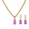 Buy cheap Brass Gold Plated Necklace And Earring Set Drip Oil Cute Teddy Bear Necklace from wholesalers